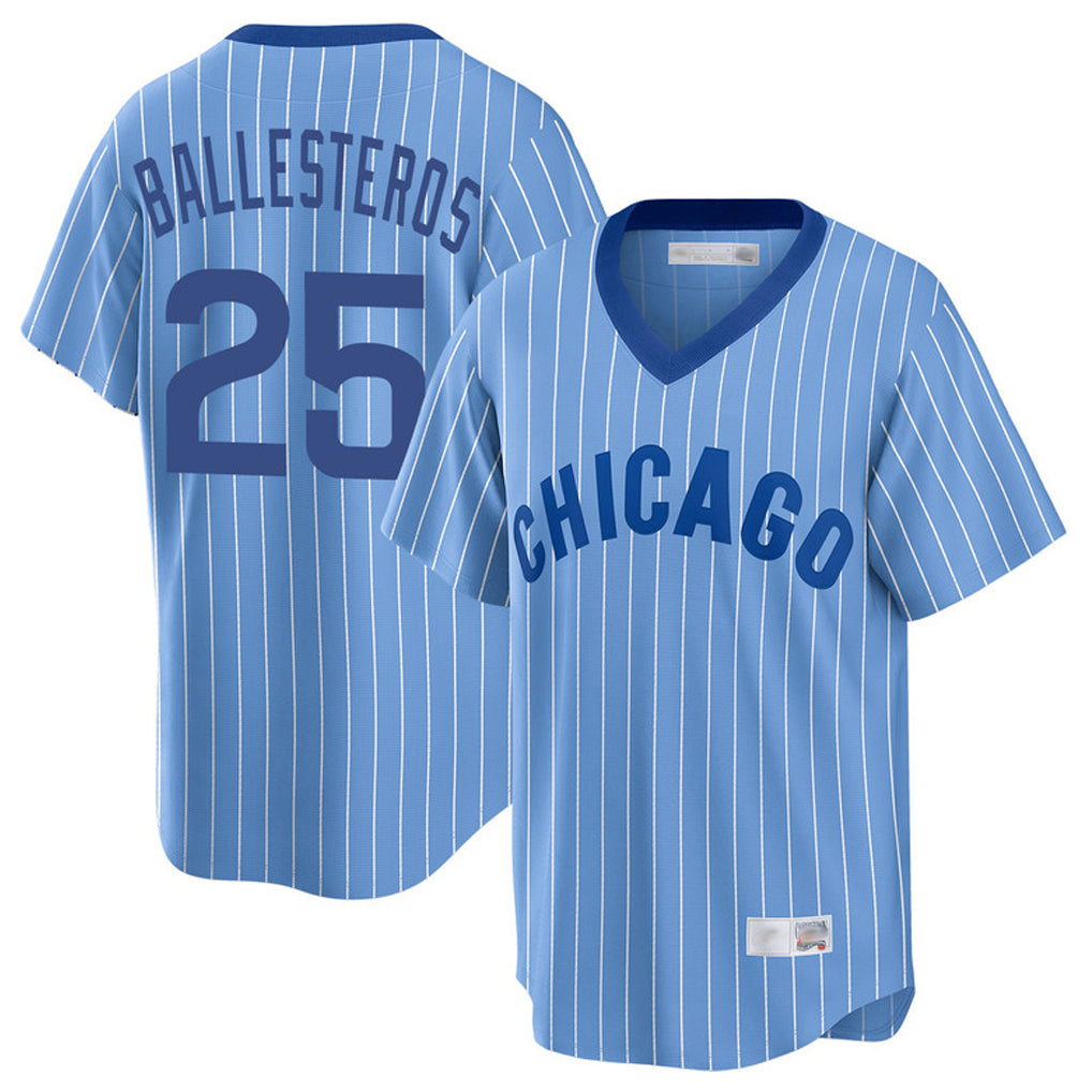 Fenge C.Cubs #25 Mois¡§|s Ballesteros Player Blue T-shirt Cooperstown Collection Limited Stitched Jerseys