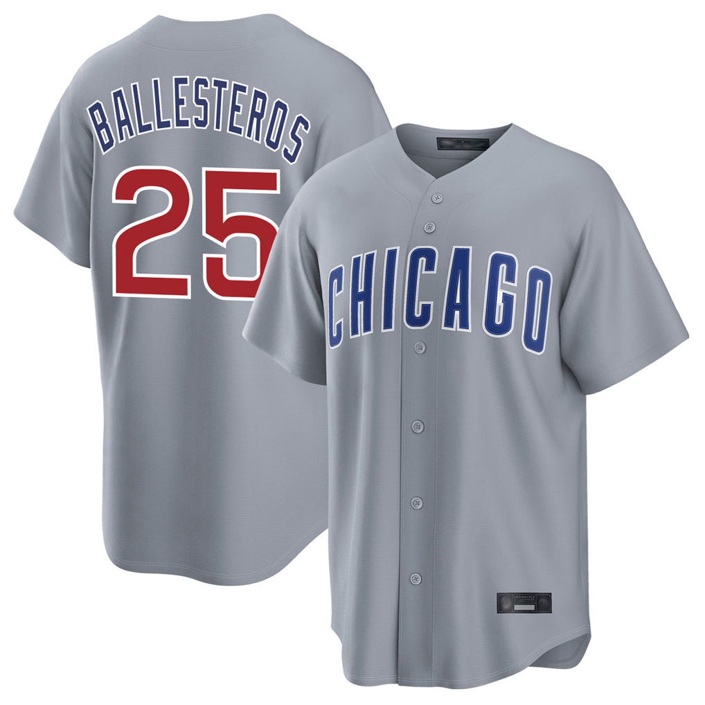 Fenge C.Cubs #25 Mois¡§|s Ballesteros Player Gray Home Game Stitched Jerseys