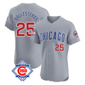 Fenge C.Cubs #25 Mois¡§|s Ballesteros Player Gray Road 150th Anniversary Limited Elite Home Stitched Jerseys