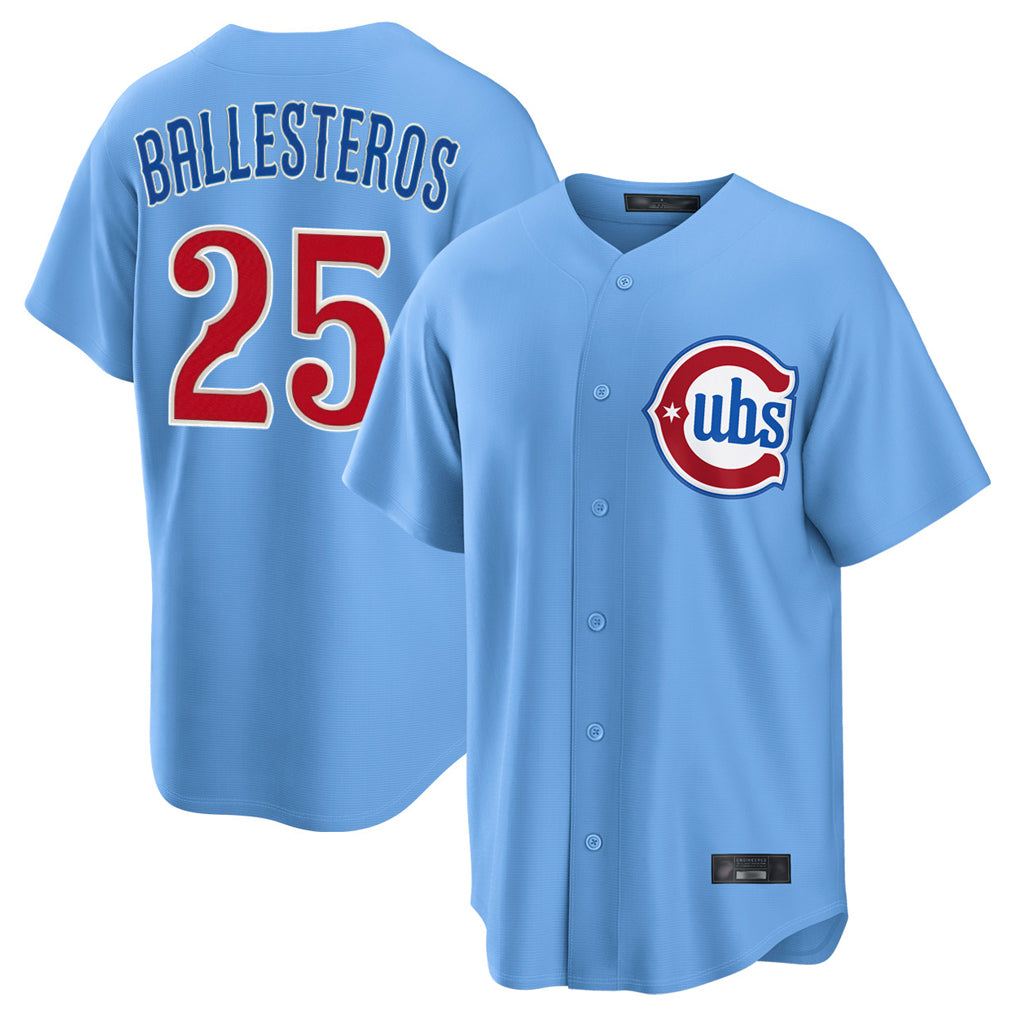 Fenge C.Cubs #25 Mois¡§|s Ballesteros Player Light Blue Home Game Stitched Jerseys