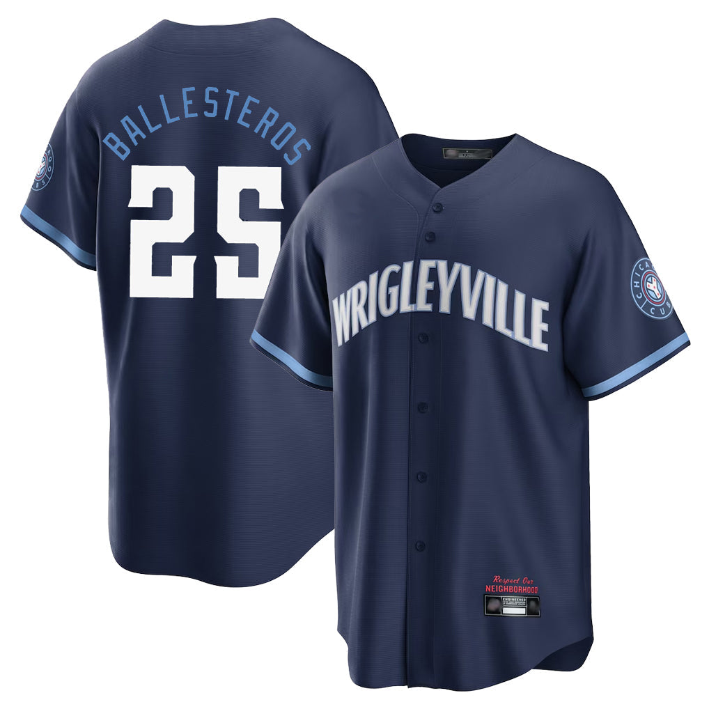 Fenge C.Cubs #25 Mois¡§|s Ballesteros Player Navy City Connect Home Game Stitched Jerseys