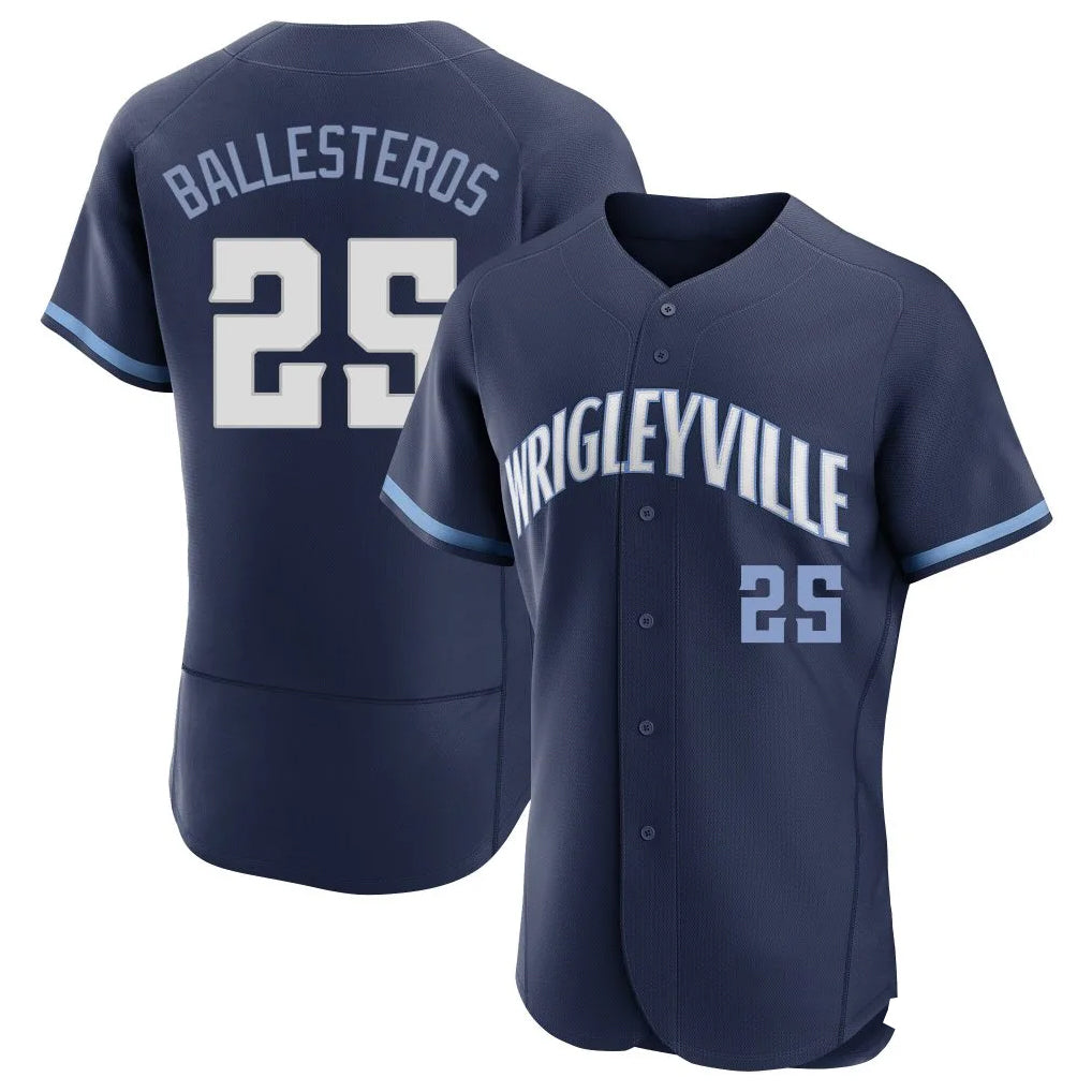Fenge C.Cubs #25 Mois¡§|s Ballesteros Player Navy City Connect Limited Elite Home Stitched Jerseys