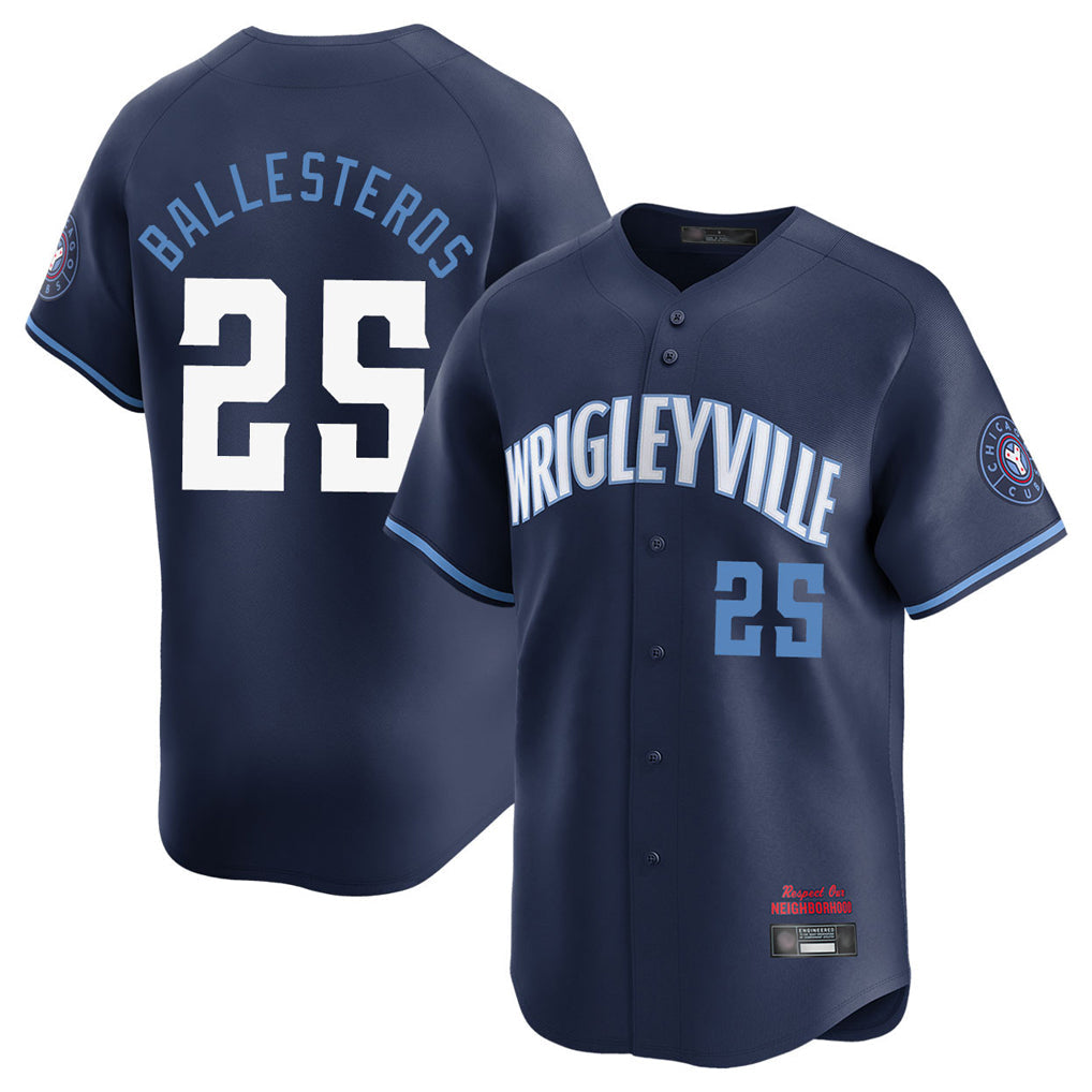 Fenge C.Cubs #25 Mois¡§|s Ballesteros Player Navy City Connect Limited Home Stitched Jerseys