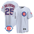 Fenge C.Cubs #25 Mois¡§|s Ballesteros Player White 150th Anniversary Home Game Stitched Jerseys