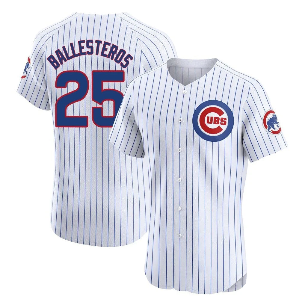 Fenge C.Cubs #25 Mois¡§|s Ballesteros Player White Limited Elite Home Game Stitched Jerseys
