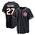Fenge C.Cubs #27 Seiya Suzuki Player Black Fashion Out Game Stitched Jerseys