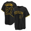 Fenge C.Cubs #27 Seiya Suzuki Player Black Snake Skin City Game Stitched Jerseys