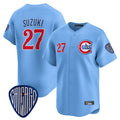 Fenge C.Cubs #27 Seiya Suzuki Player Blue Vapor Premier Limited Home Stitched Jerseys