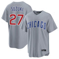Fenge C.Cubs #27 Seiya Suzuki Player Gray Home Game Stitched Jerseys