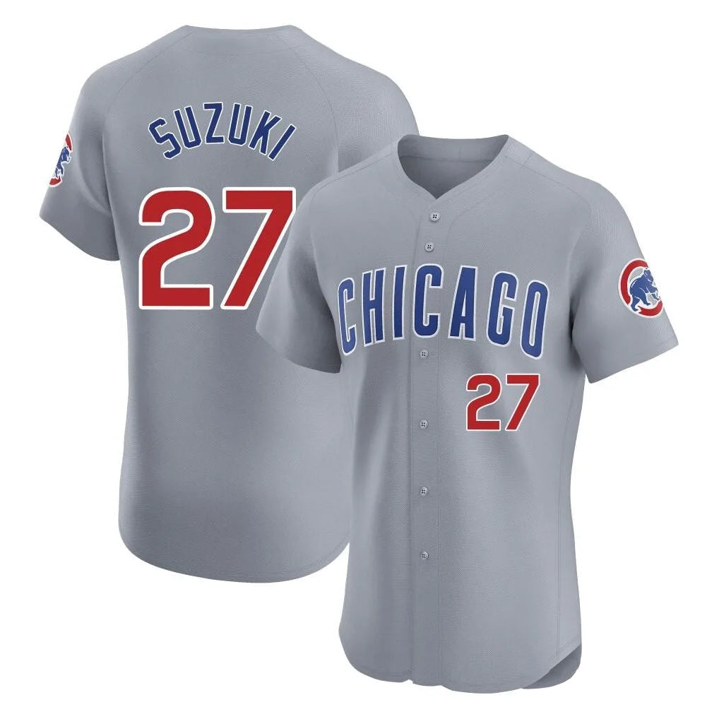 Fenge C.Cubs #27 Seiya Suzuki Player Gray Road Limited Elite Home Stitched Jerseys