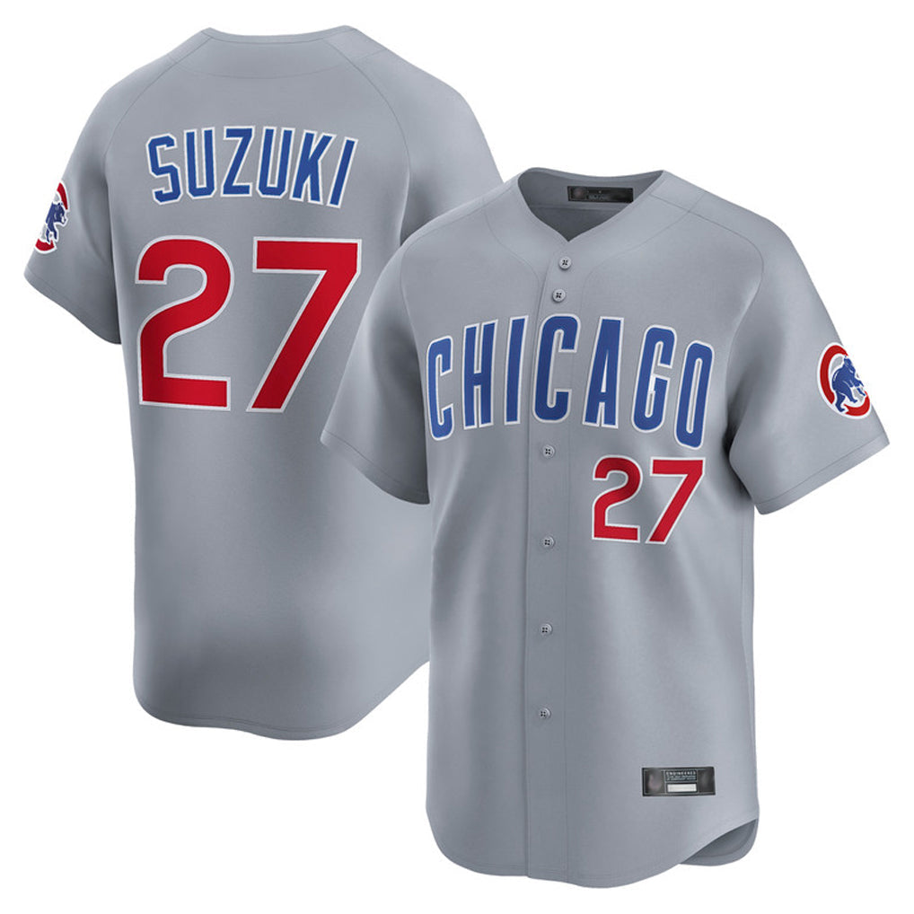 Fenge C.Cubs #27 Seiya Suzuki Player Gray Road Limited Home Stitched Jerseys