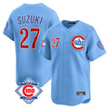 Fenge C.Cubs #27 Seiya Suzuki Player Light Blue 150th Anniversary Limited Home Stitched Jerseys