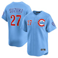 Fenge C.Cubs #27 Seiya Suzuki Player Light Blue Limited Home Stitched Jerseys