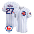 Fenge C.Cubs #27 Seiya Suzuki Player White 150th Anniversary Limited Elite Home Game Stitched Jerseys