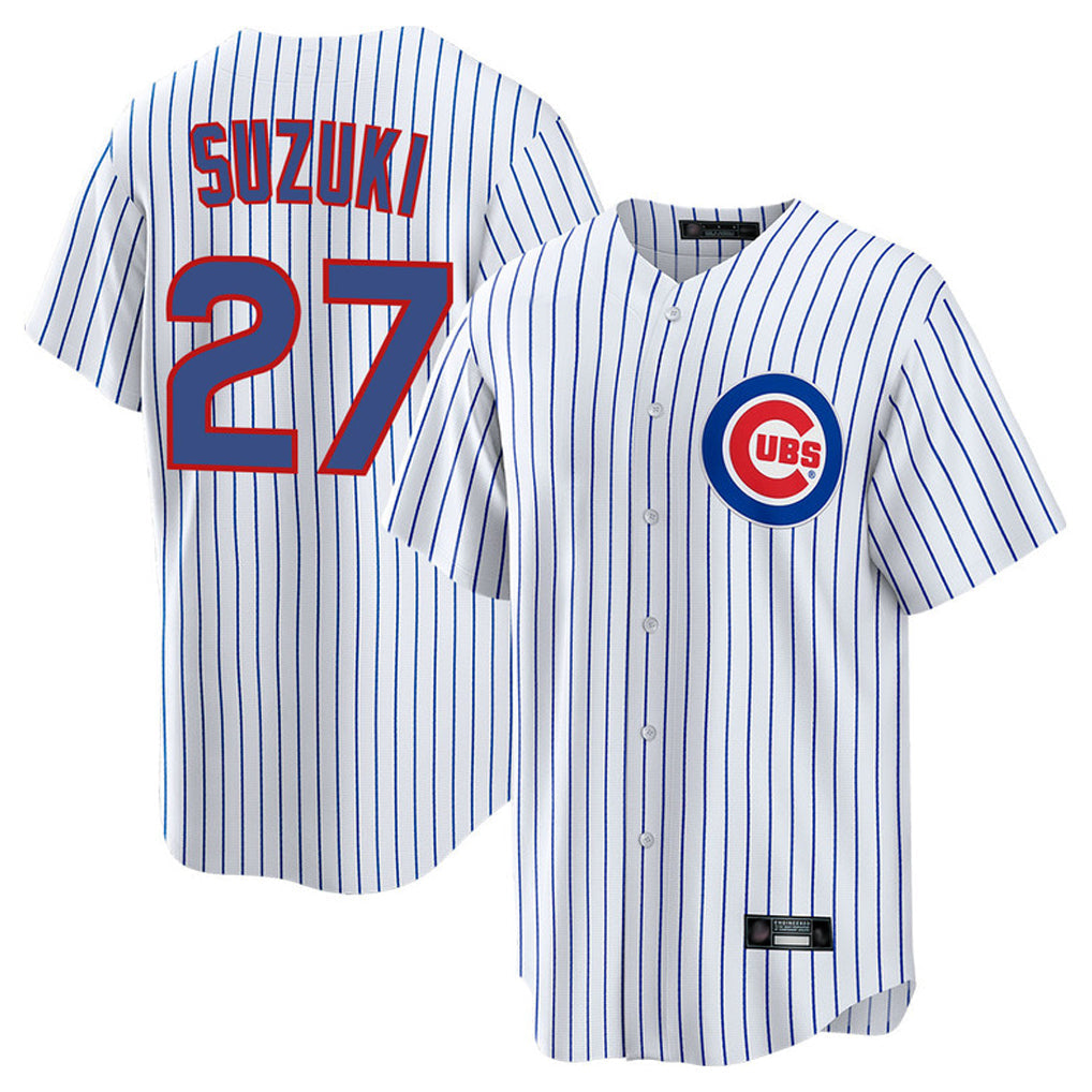 Fenge C.Cubs #27 Seiya Suzuki Player White Game Home Stitched Jerseys