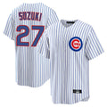Fenge C.Cubs #27 Seiya Suzuki Player White Game Home Stitched Jerseys