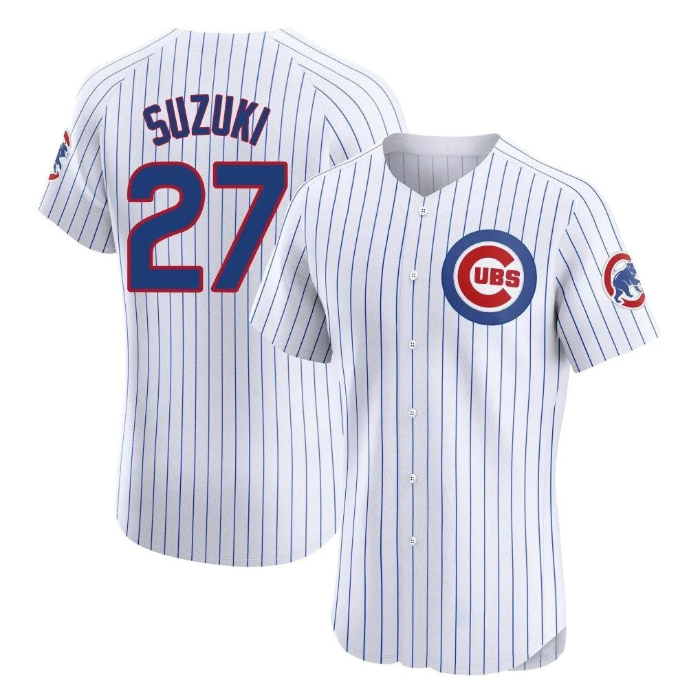 Fenge C.Cubs #27 Seiya Suzuki Player White Limited Elite Home Game Stitched Jerseys