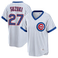 Fenge C.Cubs #27 Seiya Suzuki Player White T-shirt Cooperstown Collection Limited Stitched Jerseys