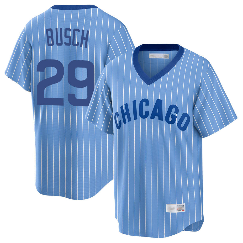 Fenge C.Cubs #29 Michael Busch Player Blue T-shirt Cooperstown Collection Limited Stitched Jerseys