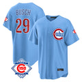 Fenge C.Cubs #29 Michael Busch Player Light Blue 150th Anniversary Home Game Stitched Jerseys