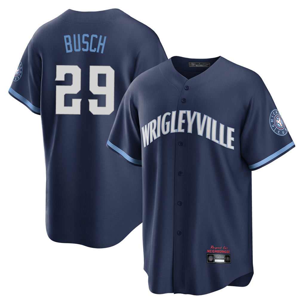 Fenge C.Cubs #29 Michael Busch Player Navy City Connect Home Game Stitched Jerseys