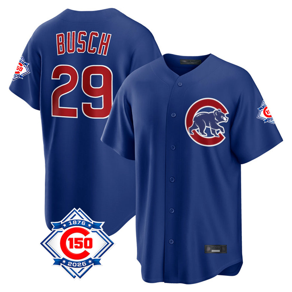 Fenge C.Cubs #29 Michael Busch Player Royal 150th Anniversary Home Game Stitched Jerseys