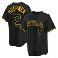 Fenge C.Cubs #2 Nico Hoerner Player Black Snake Skin City Game Stitched Jerseys