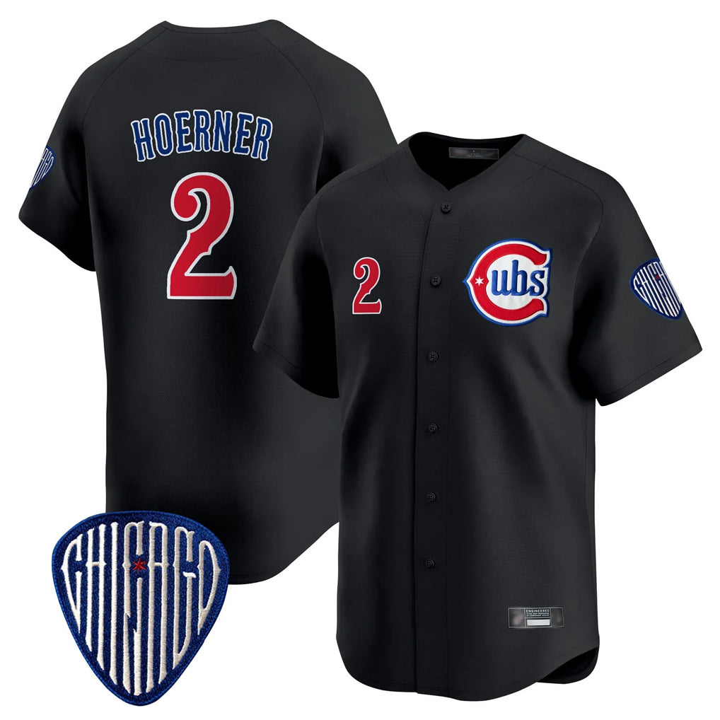 Fenge C.Cubs #2 Nico Hoerner Player Black Vapor Premier Limited Home Stitched Jerseys