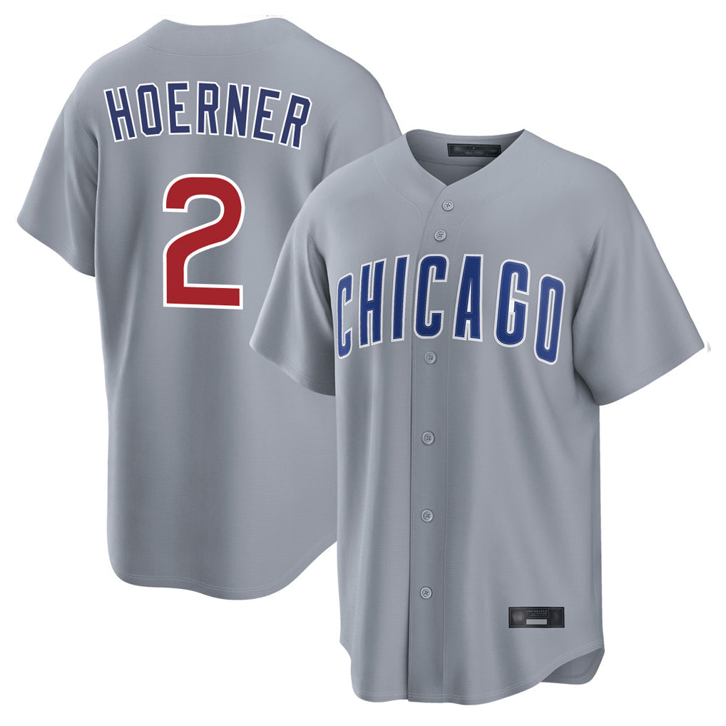Fenge C.Cubs #2 Nico Hoerner Player Gray Home Game Stitched Jerseys