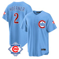 Fenge C.Cubs #2 Nico Hoerner Player Light Blue 150th Anniversary Home Game Stitched Jerseys