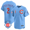 Fenge C.Cubs #2 Nico Hoerner Player Light Blue 150th Anniversary Limited Home Stitched Jerseys