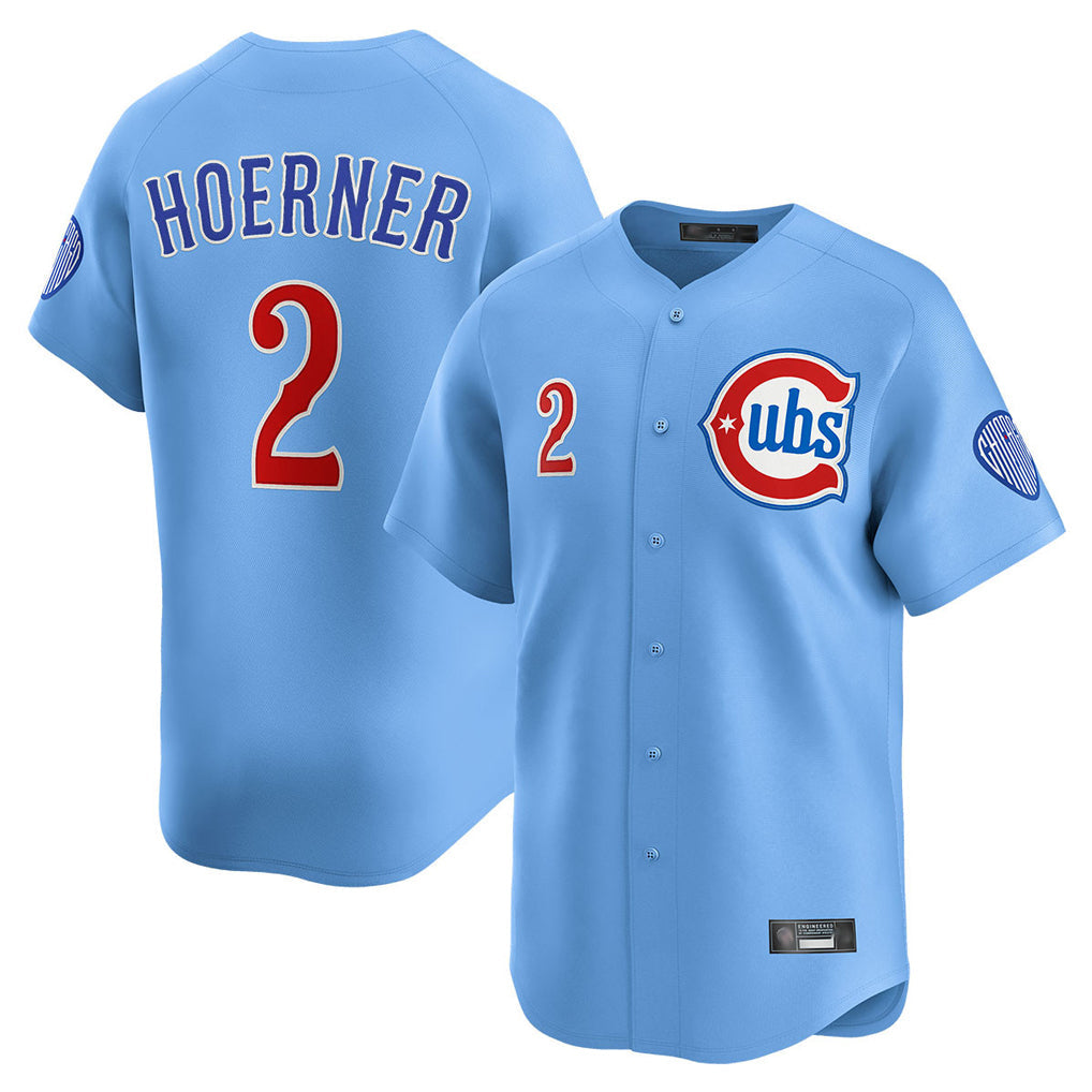 Fenge C.Cubs #2 Nico Hoerner Player Light Blue Limited Home Stitched Jerseys