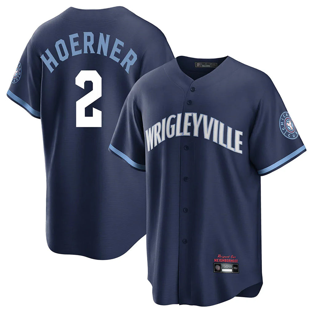 Fenge C.Cubs #2 Nico Hoerner Player Navy City Connect Home Game Stitched Jerseys
