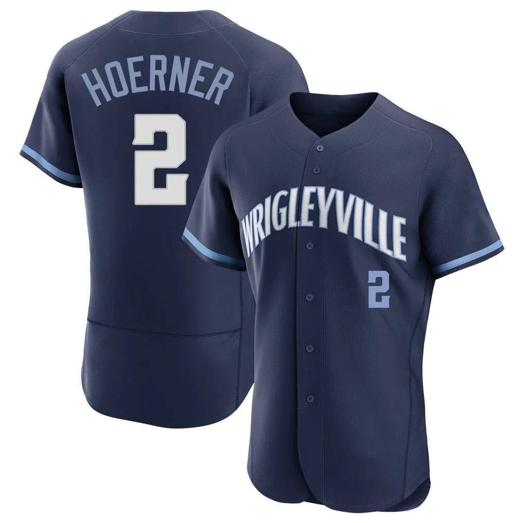 Fenge C.Cubs #2 Nico Hoerner Player Navy City Connect Limited Elite Home Stitched Jerseys