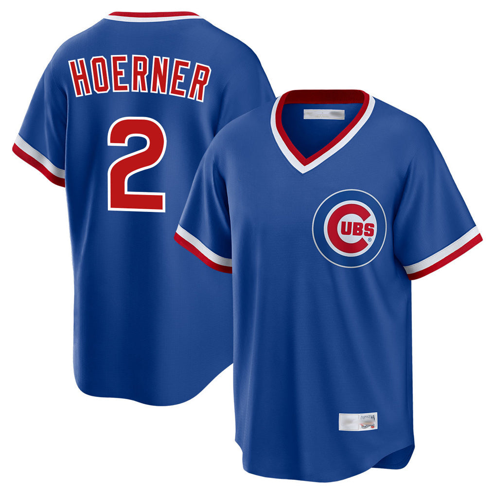 Fenge C.Cubs #2 Nico Hoerner Player Royal T-shirt Cooperstown Collection Limited Stitched Jerseys