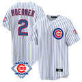 Fenge C.Cubs #2 Nico Hoerner Player White 150th Anniversary Home Game Stitched Jerseys
