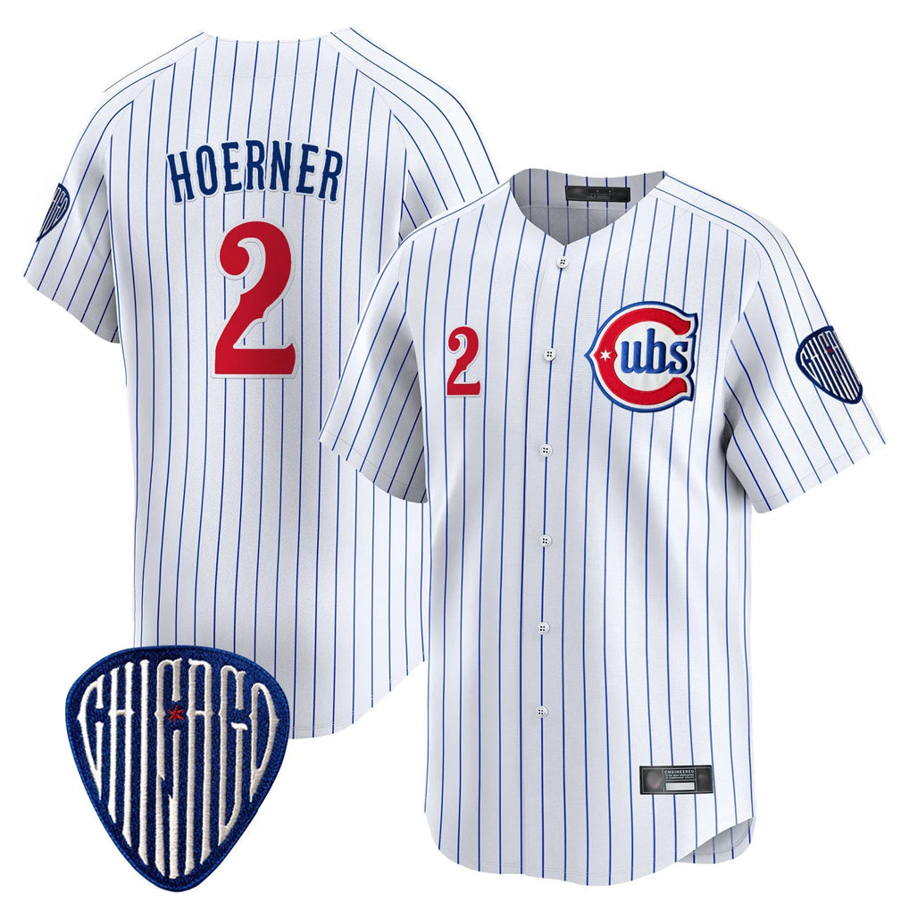 Fenge C.Cubs #2 Nico Hoerner Player White Pinstripe Vapor Premier Limited Home Stitched Jerseys