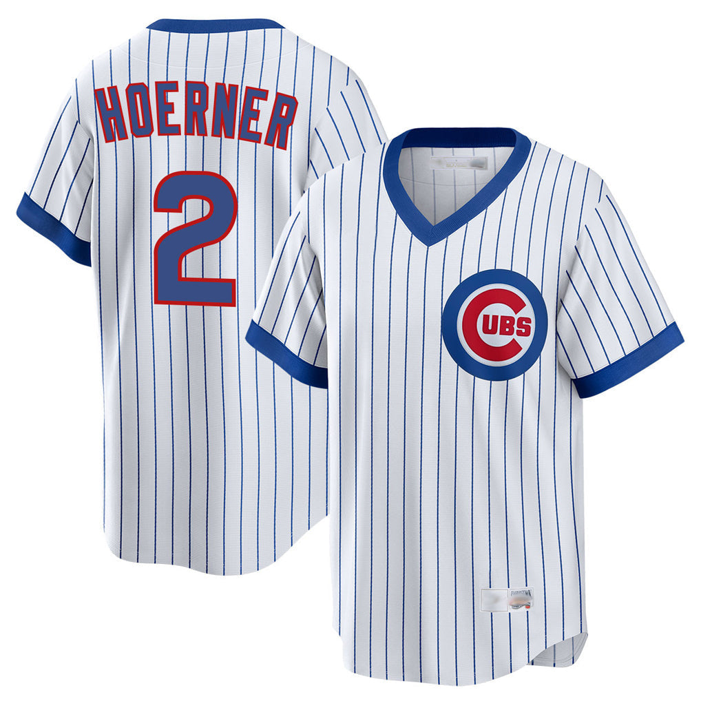 Fenge C.Cubs #2 Nico Hoerner Player White T-shirt Cooperstown Collection Limited Stitched Jerseys