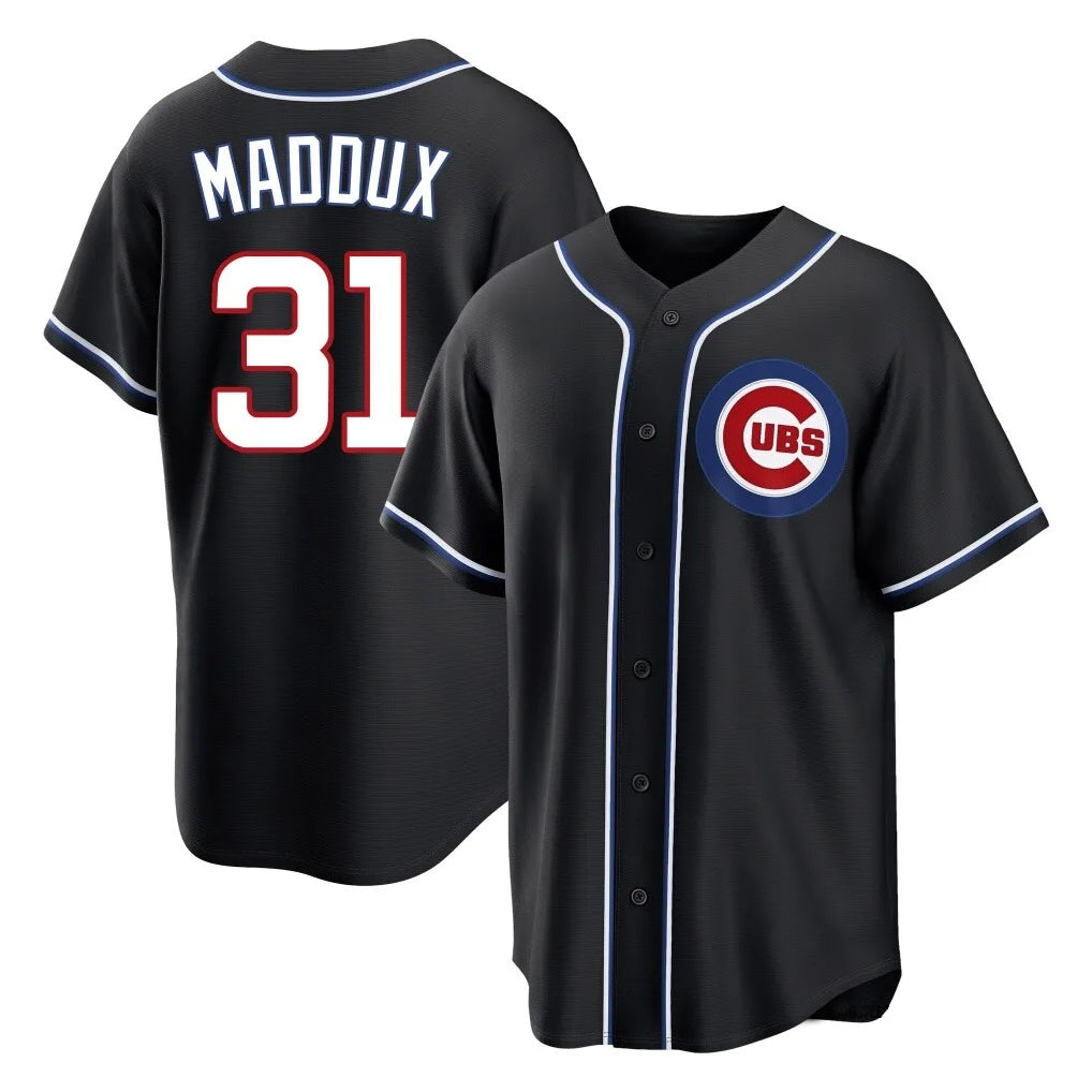 Fenge C.Cubs #31 Greg Maddux Player Black Fashion Out Game Stitched Jerseys