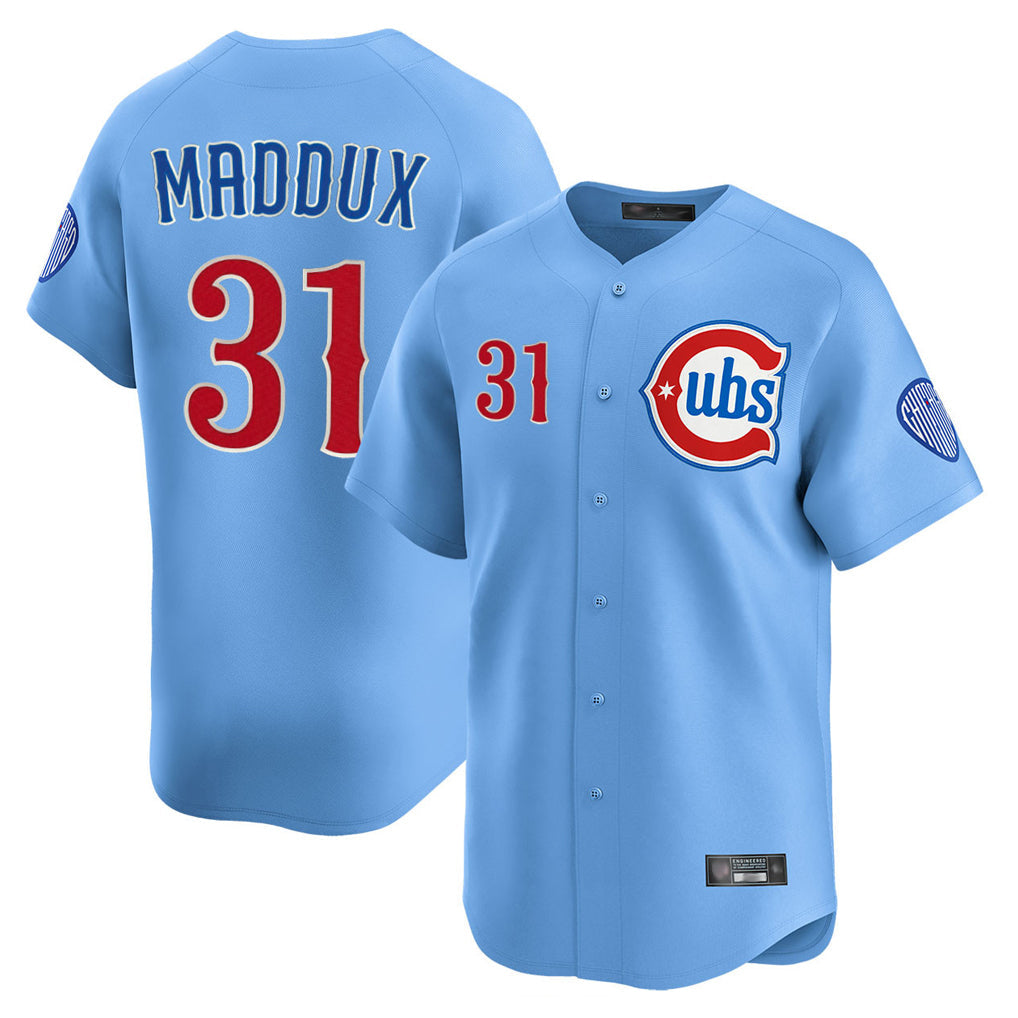 Fenge C.Cubs #31 Greg Maddux Player Light Blue Limited Home Stitched Jerseys