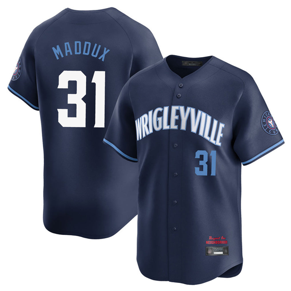 Fenge C.Cubs #31 Greg Maddux Player Navy City Connect Limited Home Stitched Jerseys