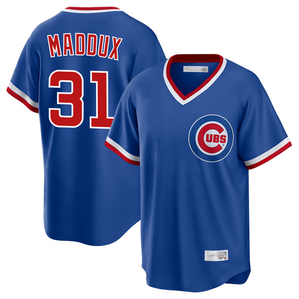 Fenge C.Cubs #31 Greg Maddux Player Royal T-shirt Cooperstown Collection Limited Stitched Jerseys