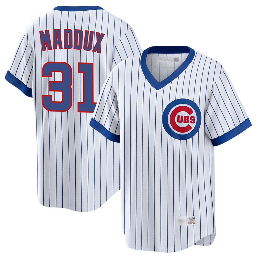 Fenge C.Cubs #31 Greg Maddux Player White T-shirt Cooperstown Collection Limited Stitched Jerseys