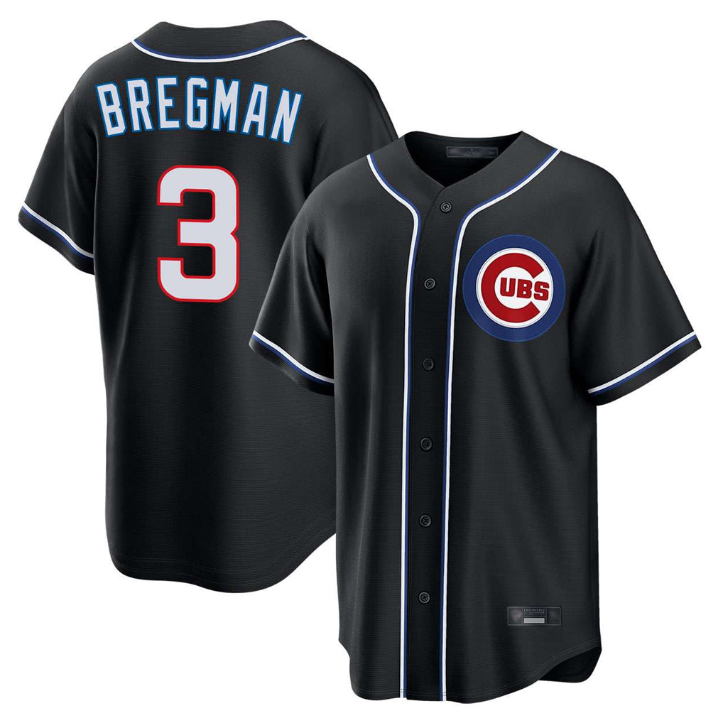 Fenge C.Cubs #3 Alex Bregman Black Fashion Out Game Stitched Jerseys