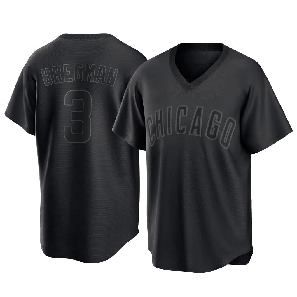 Fenge C.Cubs #3 Alex Bregman Black T-shirt Home Game Stitched Jerseys