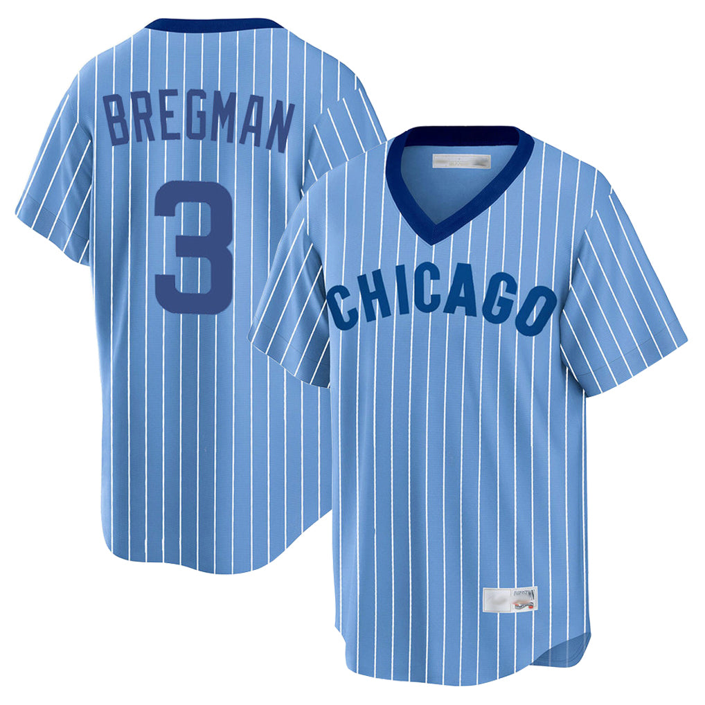 Fenge C.Cubs #3 Alex Bregman Blue T-shirt Cooperstown Collection Limited Stitched Jerseys