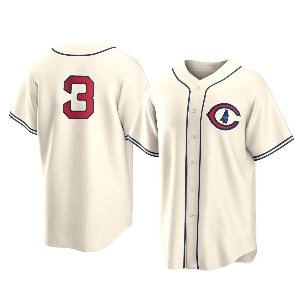 Fenge C.Cubs #3 Alex Bregman Cream Field of Dreams Home Game Stitched Jerseys