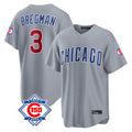 Fenge C.Cubs #3 Alex Bregman Gray 150th Anniversary Home Game Stitched Jerseys