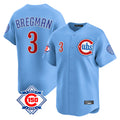 Fenge C.Cubs #3 Alex Bregman Light Blue 150th Anniversary Limited Home Stitched Jerseys