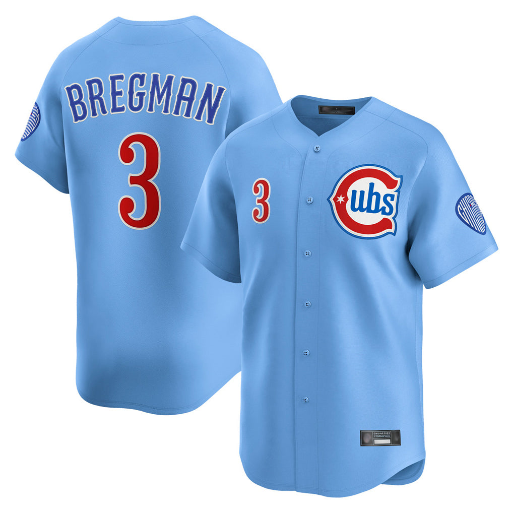 Fenge C.Cubs #3 Alex Bregman Light Blue Limited Home Stitched Jerseys